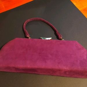 Vintage purple suede clutch with gold clasp